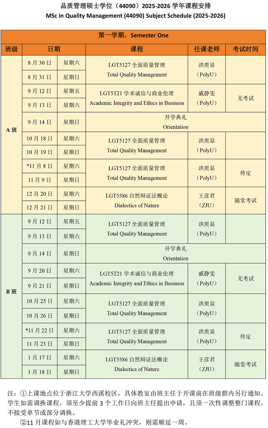 附件3：2025级品质管理2025-2026学年第一学期课程表.png